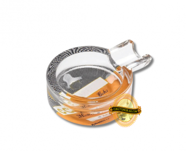 PERSONAL CRYSTAL GLASS ASHTRAY - CLEAR COHIBA LOGO